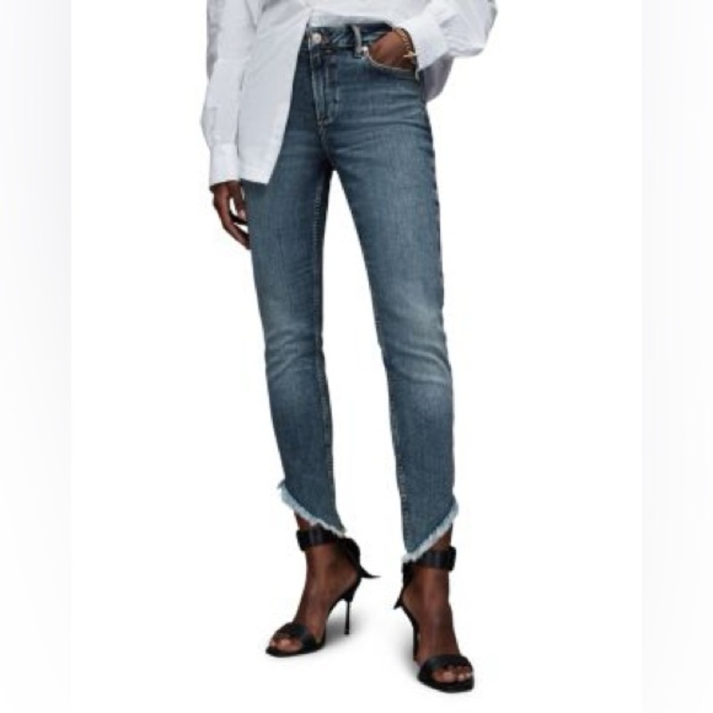 ALLSAINTS Dax Asymmetric Jeans in Hunter Blue